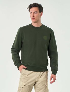Felpa verde militare Originals con logo bollo applicato tono su tono sul petto