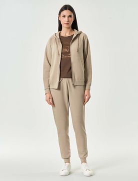 Pantaloni joggers Exchange beige in misto viscosa con coulisse in vita