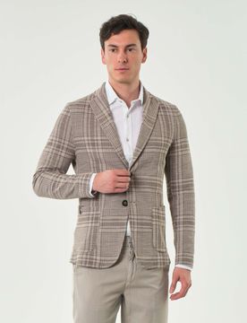 Giacca maglia sabbia in fantasia check