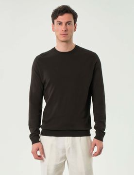 Maglioncino marrone in leggero crepe di viscosa stretch