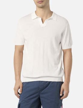 Polo Sloan panna in maglia di cotone con colletto bowling
