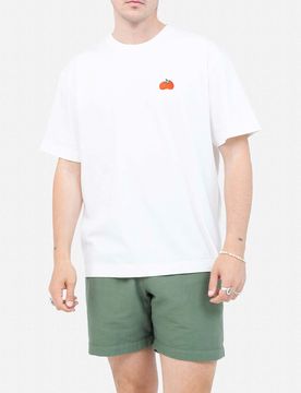 T-shirt bianca in cotone con stampa grafica sul retro