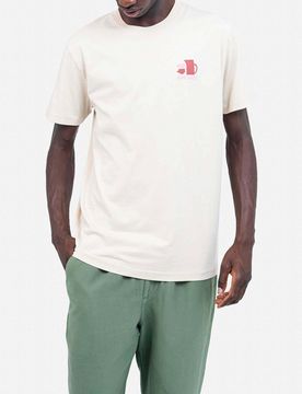 T-shirt panna in cotone con stampa grafica