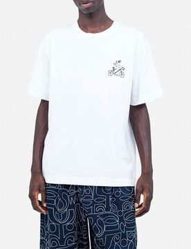 T-shirt bianca in cotone con stampa grafica bici