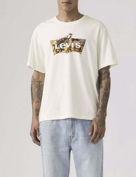 T-shirt mezza manica Levi's bianca in cotone con stampa logo batwing