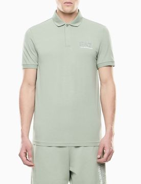 Polo salvia in cotone stretch con logo ricamato sul petto