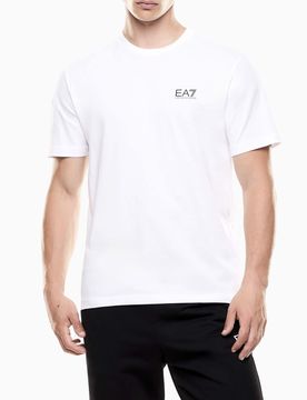 T-shirt mezza manica bianca in cotone con stampa logo a contrasto