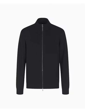 Maglia blu Exchange in misto viscosa con apertura zip