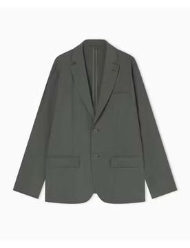 Blazer monopetto Exchange verde militare in misto viscosa e lana stretch