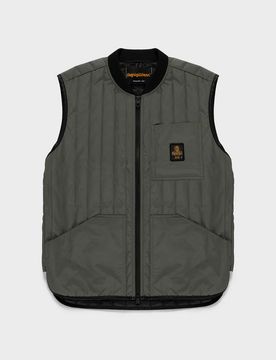 Gilet trapuntato verde militare con patch logo sul taschino