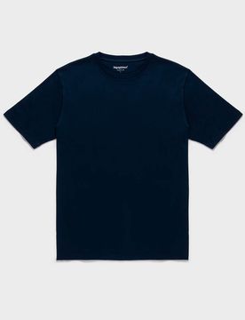 T-shirt blu navy in cotone con logo ricamato tono su tono