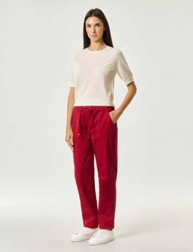 Jogger rossi MM in drill di cotone stretch con coulisse in vita