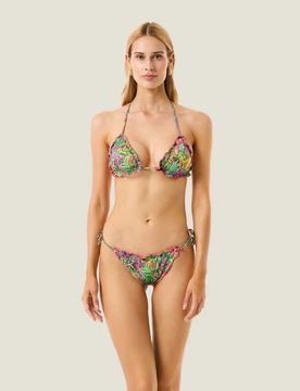 Bikini due pezzi verde fantasia Karma Soul con top a triangolo e brasiliana con laccetti