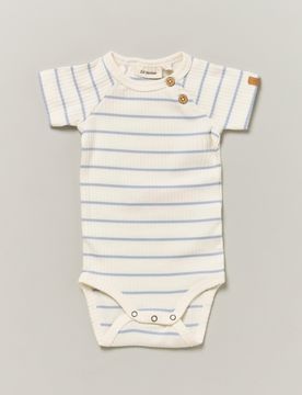 Body Lil'Atelier a righe avorio e azzurre in cotone stretch