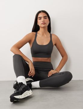 Brassière de sport maintien élevé à bretelles réglables croisées dans le dos - Gris foncé 36