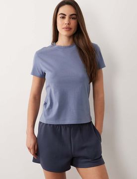 Icon - T-shirt coupe carrée en coton à séchage rapide - Bleu dauphin 38