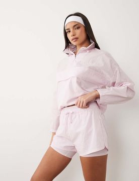 Short de course 2-en-1 en tissu ripstop avec poches zippées - Rose clair 46