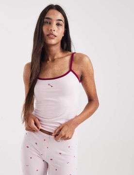 Dreamy - Weiches, gemustertes Longline-Trägertop in Pink Kiss-Rosa Rosa M