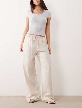 Haven - Pantalon ample en lin mélangé - Naturel-Neutre 44
