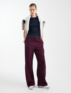 Pantalon de jogging bouffant en tissu duveteux - Betterave mariné-Violet 34