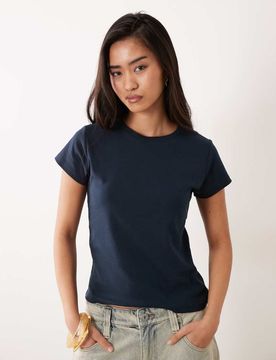 T-shirt effet rétréci style années 90 - Bleu Oxford 36