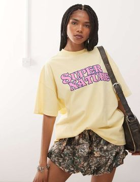 T-shirt à imprimé graphique - Jaune babeurre S
