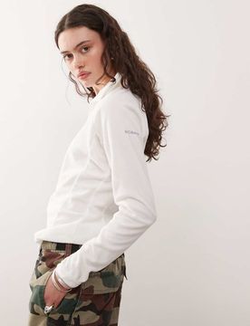 Glacial IV - Fleece-Oberteil in Creme mit halblangem Reißverschluss-Weiß Weiß M