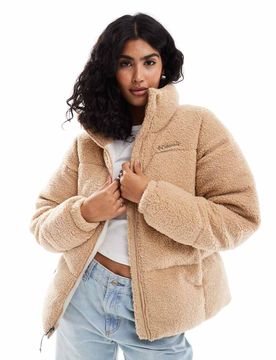Puffect - Pufferjacke aus Teddyfell in Kanubraun-Neutral Neutral S