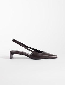 Chaussures à talon en cuir avec bride arrière - Bordeaux-Noir 38