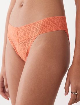 Icon Logo Lace - Bikinihose in Orange mit niedrigem Bund Orange L