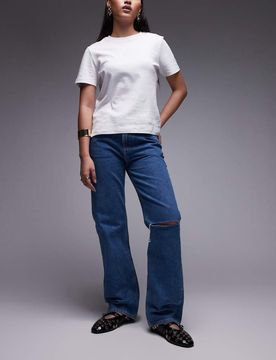 Jeans - Gerade geschnittene Jeans im 90er-Stil in mittlerer Waschung-Blau Blau W33 L32