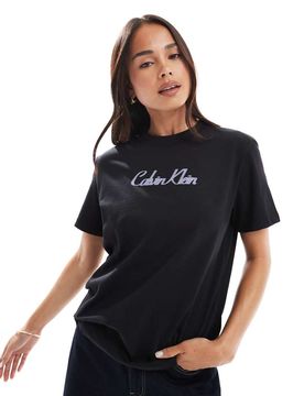 Jeans - T-Shirt in Schwarz mit Logo-Schriftzug Schwarz 2XL