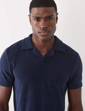 Frottee-Polohemd in Marineblau mit Reverskragen, Kombiteil-Navy Navy XL