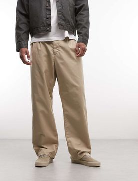 WIP - Evan - Schmal zulaufende Hose in Beige mit lockerem Schnitt-Neutral Neutral W34