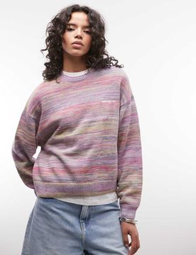 WIP - Keenan - Strickpullover mit Space-Dye-Färbung in Lila Lila XS