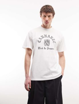WIP - T-Shirt in Weiß mit Wappen-Print Weiß S