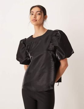 Top ultra brillant à nauds multiples - Noir 36