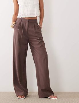 Elegante Hose in Braun mit weitem Bein, Kombiteil Braun W31