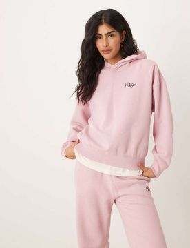 Kapuzenpullover in Rosa mit Logo auf der Brust, Kombiteil Rosa S