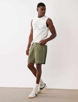 Nylon-Shorts in Khaki mit Seitenstreifen-Schwarz Schwarz W36