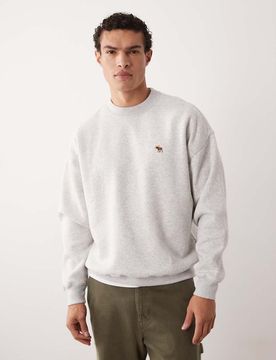 Sweatshirt in Grau meliert mit Markenlogo Grau XS