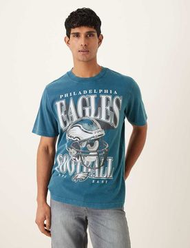 T-Shirt in Blau mit „Eagles"-Frontprint Blau M