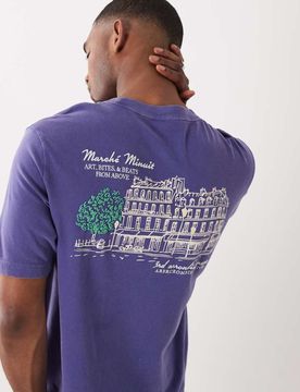 T-Shirt in Marineblau mit Hotel-Rückenprint-Navy Navy S
