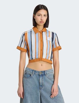 Summer Glow - Polo court à rayures - Orange 2XL