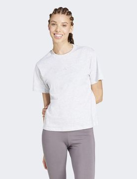Performance - Essentials - Baumwoll-T-Shirt in Hellgrau meliert / Weiß mit kleinem Logo Grau S