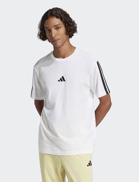 Performance - Essentials - T-Shirt aus Single-Jersey in Weiß / Schwarz mit den drei Streifen Weiß L