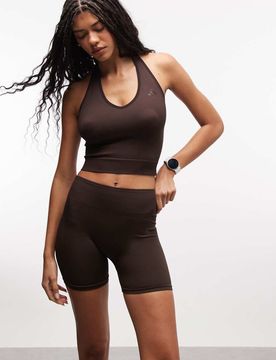 Training - Gestrickte Shorts in Braun, 4 Zoll Schrittlänge-Schwarz Schwarz L