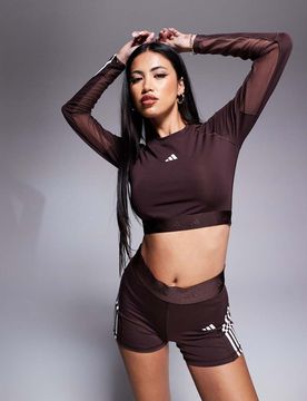 Adidas Training - Hyperglam - Crop top à manches longues - Marron L