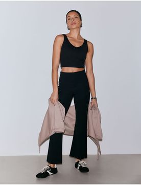 Luxe - Ausgestellte Leggings in Schwarz Schwarz 38
