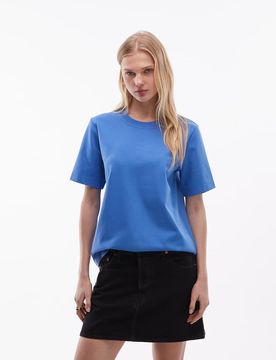 Kastiges T-Shirt aus schwerem Jersey in Blau Blau S